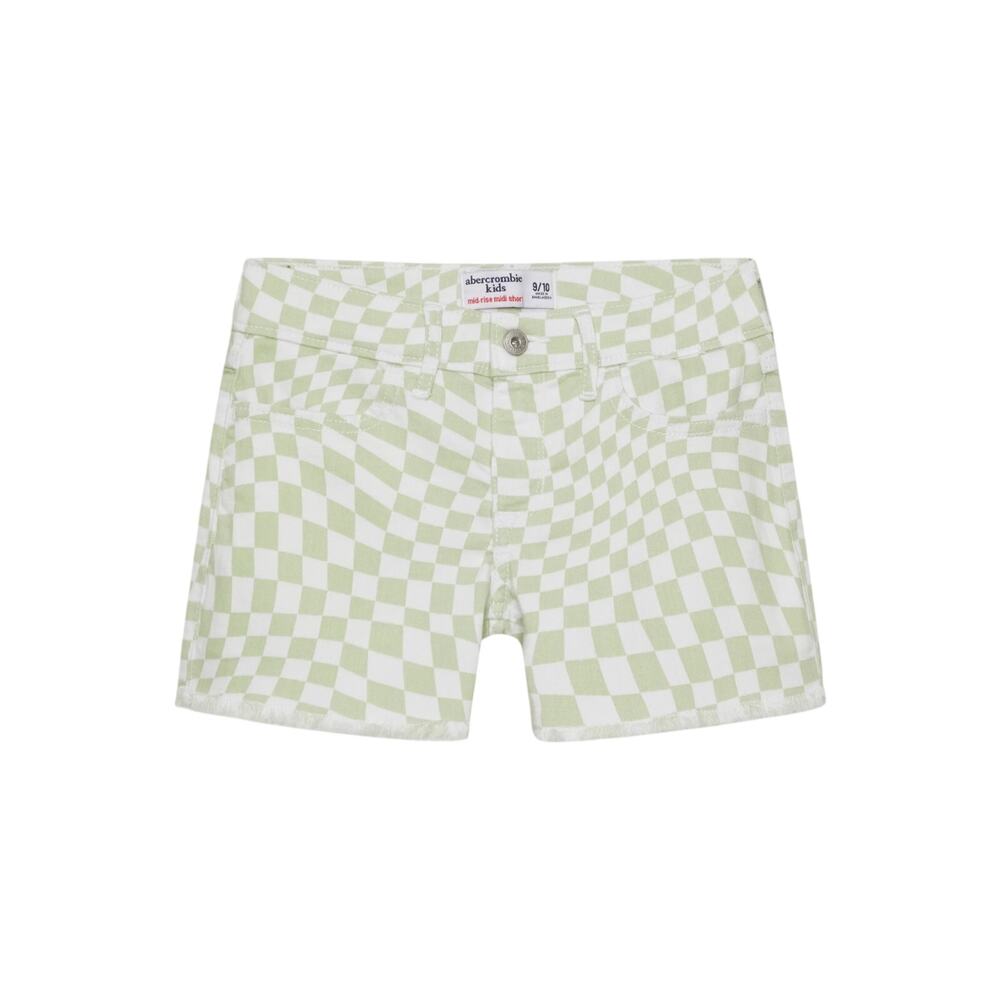 Abercrombie Kids Green & White Checkered Jean Shorts Size 15/16